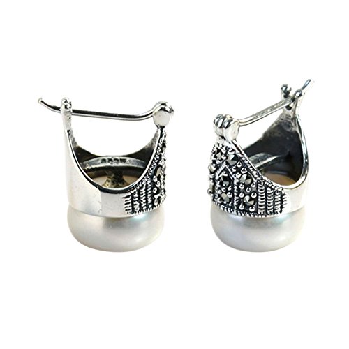 Jade Angel Sterling Silber Mutter von Perle Reifen Ohrringe Thai Vintage Schmuck von JadeAngel