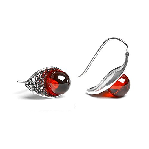 Jade Angel Thai 925 Silber Rot Zirkonia Markasit Hoop Ohrringe von JadeAngel