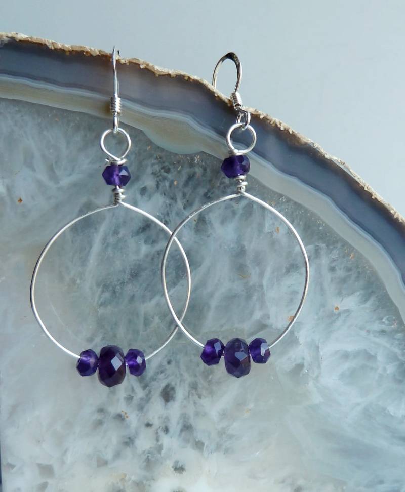 Amethyst Halbedelstein Und Sterling Silber Tropfen Ohrringe von JadeGalenaJewelry