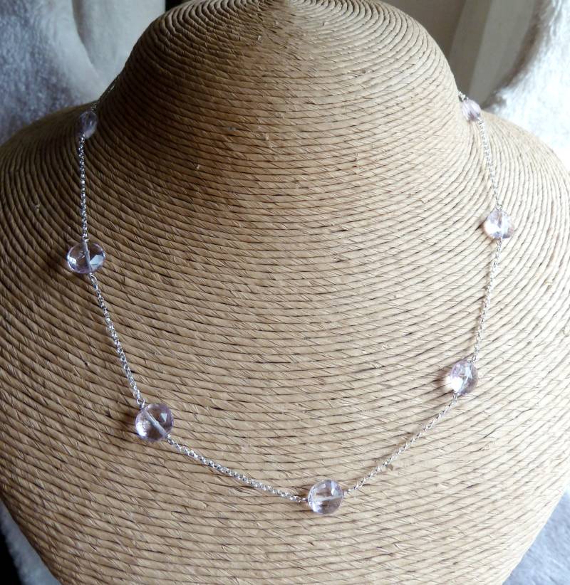 Flieder Amethyst Facettierte Münzperle An Einer Sterling Silber Halskette Flieder Amethyst Facettierte Münzperle An Einer Sterling Silber Halskette von JadeGalenaJewelry