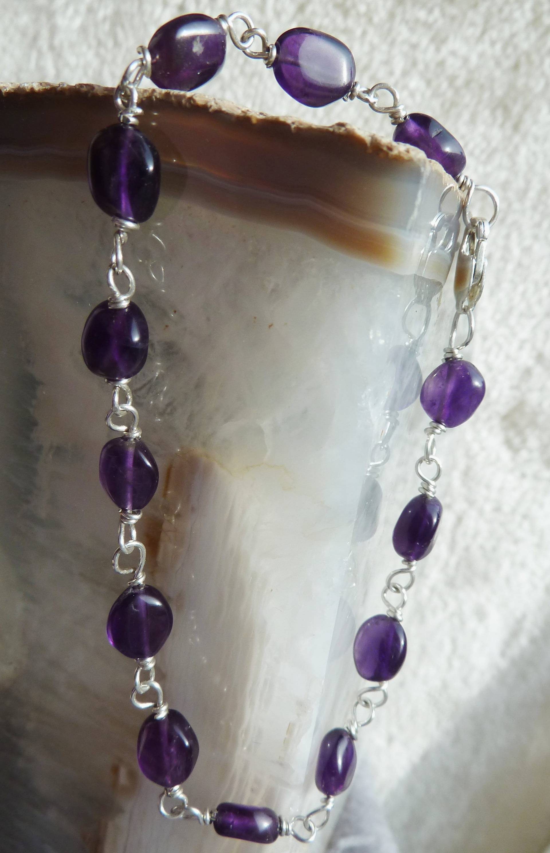 Lila Amethyst Perle Und Sterling Silber Armband Lila Amethyst Perle Und Sterling Silber Armband von JadeGalenaJewelry