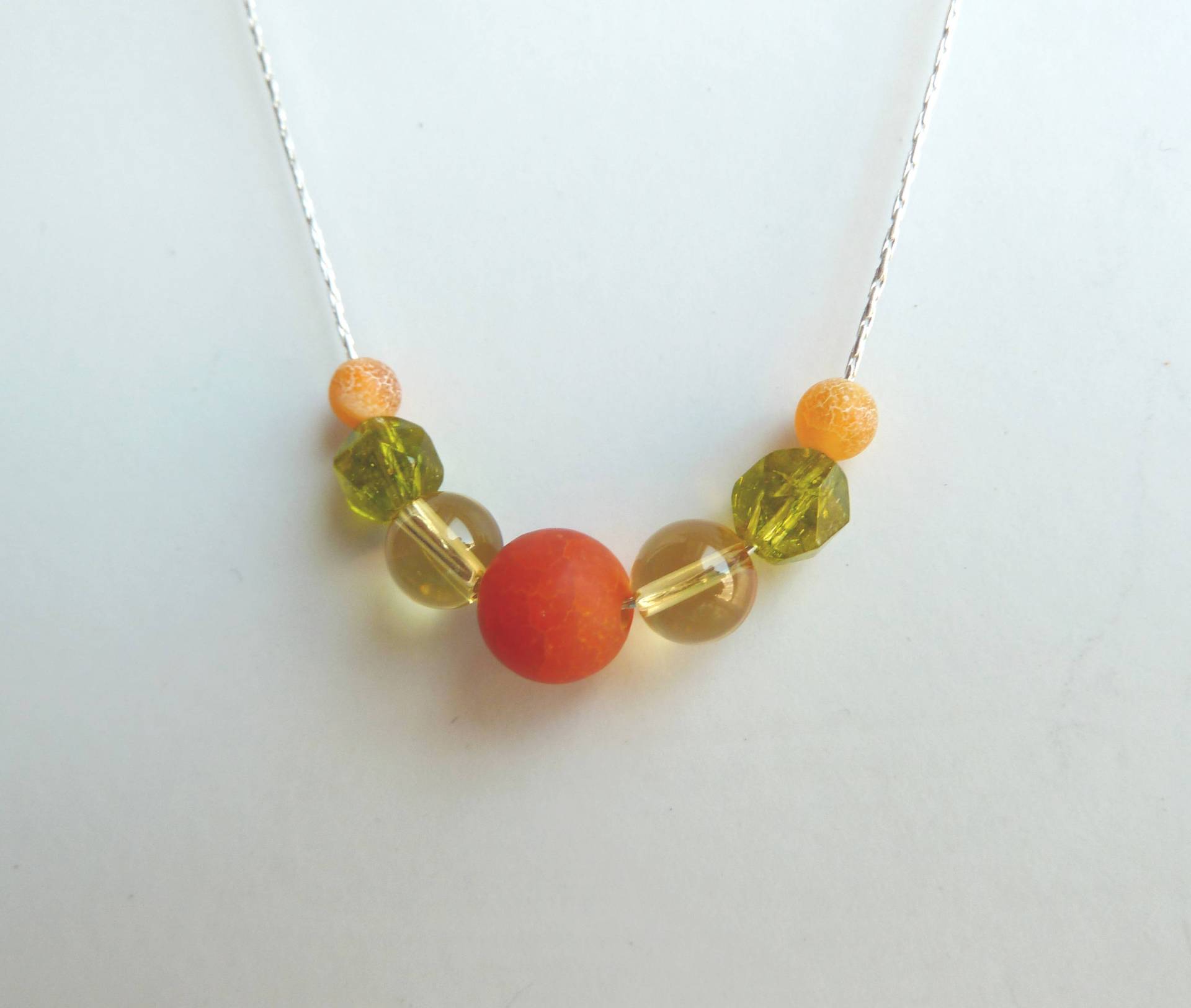Orange Achat, Citrin Und Peridot Edelstein Perle Sterling Silber Halskette Orange Achat, Citrin Und Peridot Edelstein Perle Sterling Silber Halskette von JadeGalenaJewelry