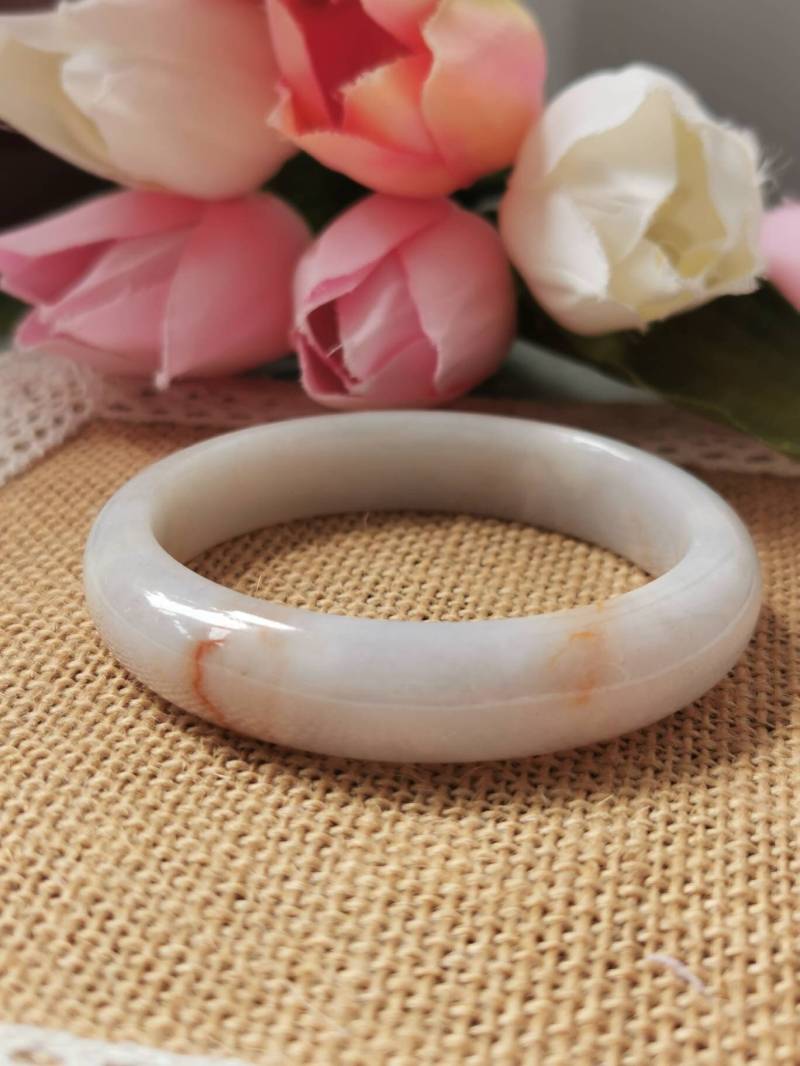 55, 3 Mm Rot Floral Typ A Grade Natürliche Jadeit Jade Fei Cui Moderner Runder Armreif von JadeRabbitGems