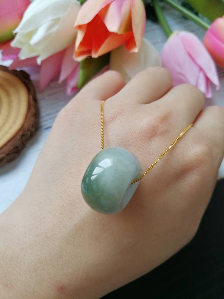 Dual Color Typ A Grade Natürliche Jadeit Jade Fei Cui Abacus Barrel Anhänger von JadeRabbitGems