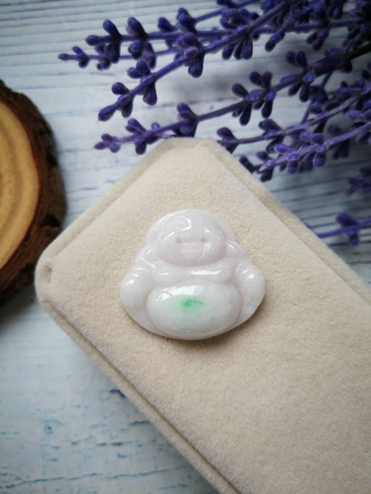 Pinkisch Mit Vivid Green Patch Typ A Klasse Natürliche Jadeit Jade Fei Cui Buddha von JadeRabbitGems