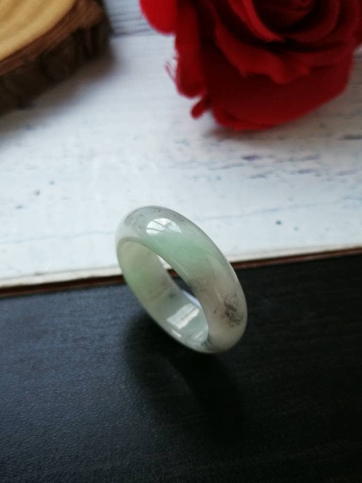 Us-Größe 8.5 | 18.6mm Innendurchmesser Typ A Stufe Natürlicher Jadeit Jade Fei Cui Abacus Bandring von JadeRabbitGems