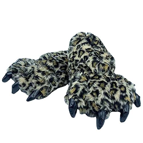 Erwachsene Tier Pfote Hausschuhe Leopard Tiger Monster Kralle Schuhe Party Spaß Kostüm Haus Schuhe für Unisex, leopard, Einheitsgröße von JadeRich