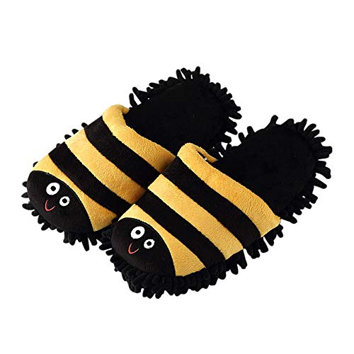 JadeRich Damen Cartoon Cartoon Tier Plüsch Fleece Mop Hausschuhe Leichte Reinigungsschuhe, Biene, 41.5/42.5 EU von JadeRich