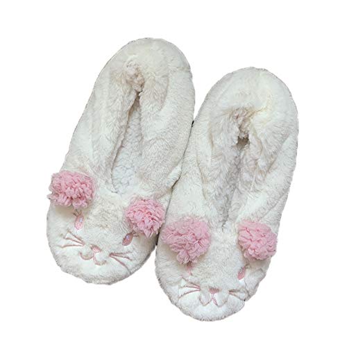 JadeRich Damen Cartoon-Tiere Muster Ballettschuhe Fleece Freizeitschuhe Tragbar Hausschuhe von JadeRich