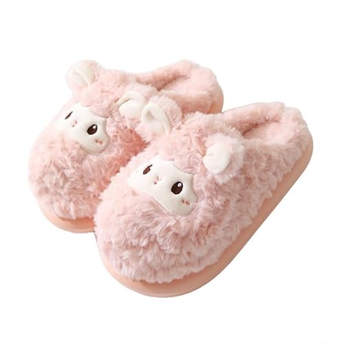 JadeRich Frauen Cartoon Tier Fuzzy Hausschuhe Niedliche Schafe Winter Plüsch Haus Schuhe Gepolsterte Anti-Rutsch Slipper, rose, 38/39 EU von JadeRich