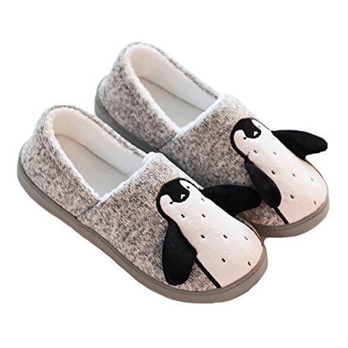 JadeRich Unisex Niedlich Pinguin Tier Home Schuhe Gemütlich Fleece Warm Flauschig Indoor Hausschuhe von JadeRich