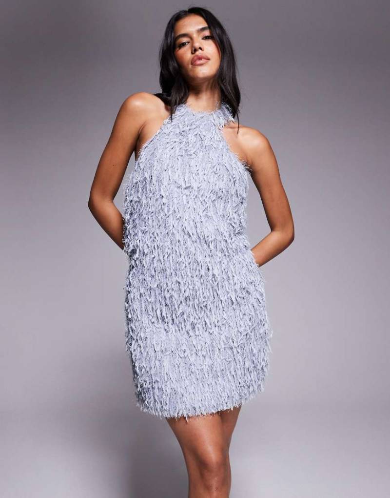 Jaded Rose - Minikleid aus Kunstpelz in Blau mit Rückenausschnitt von Jaded Rose