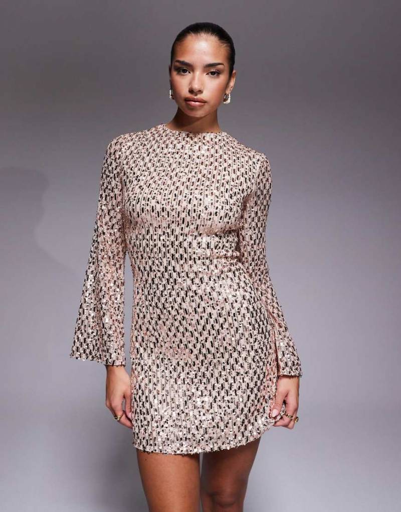 Jaded Rose - Minikleid in Cremeweiß mit Paillettenbesatz und ausgestellten Ärmeln von Jaded Rose