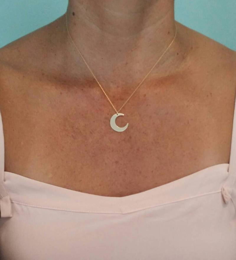 Mond Halskette, Medium, Halbmond, Gold Goldmond, Zierliche Halskette von JadedSB