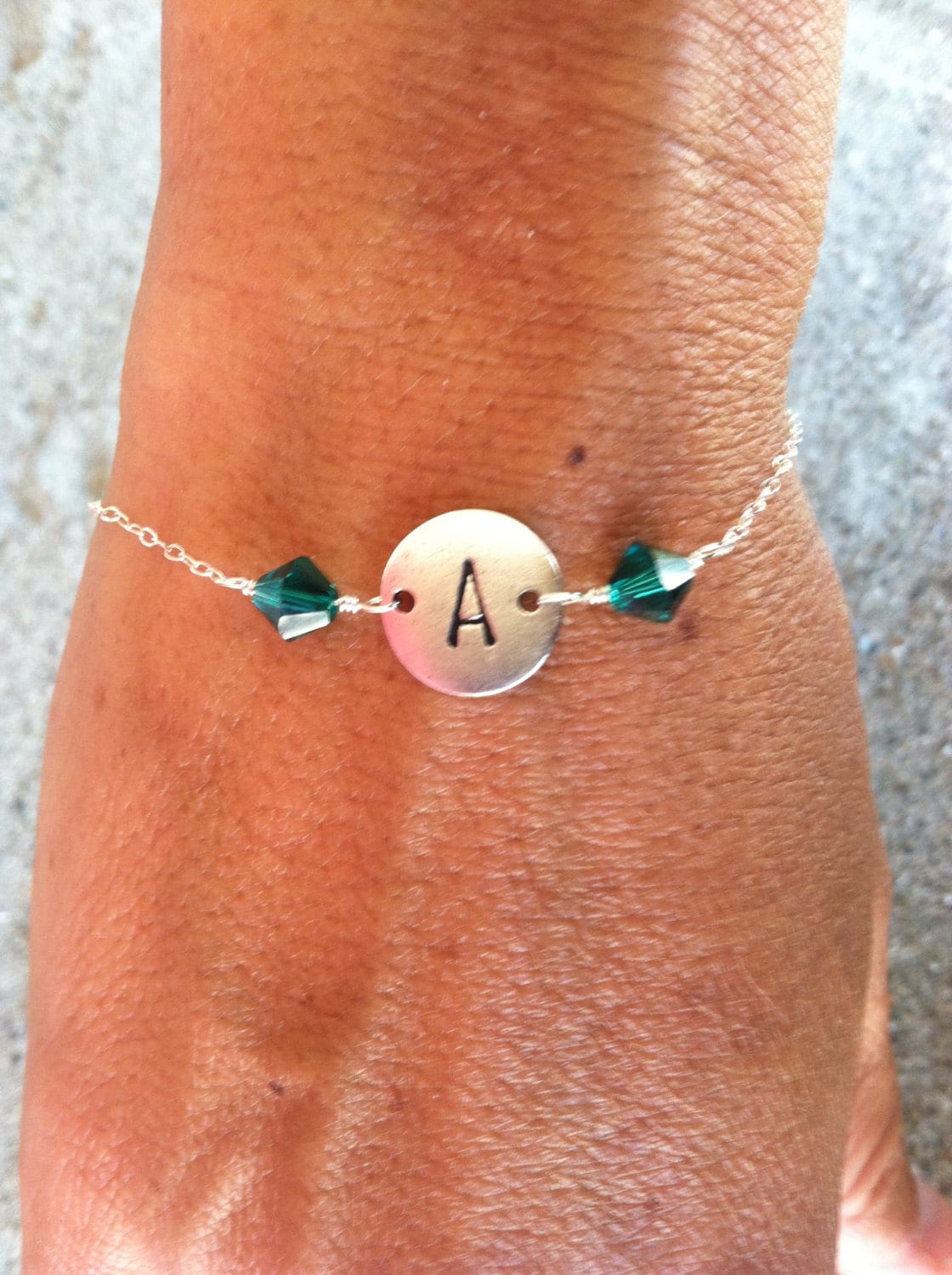 Silber Monogramm Armband, Geburtsstein Armband von JadedSB