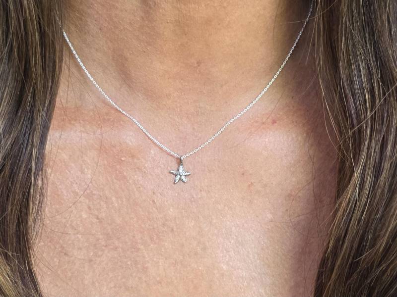Winzige Sterling Silber Seestern Halskette, Kleine Seestern, Zierlich, Silber, Zarte von JadedSB