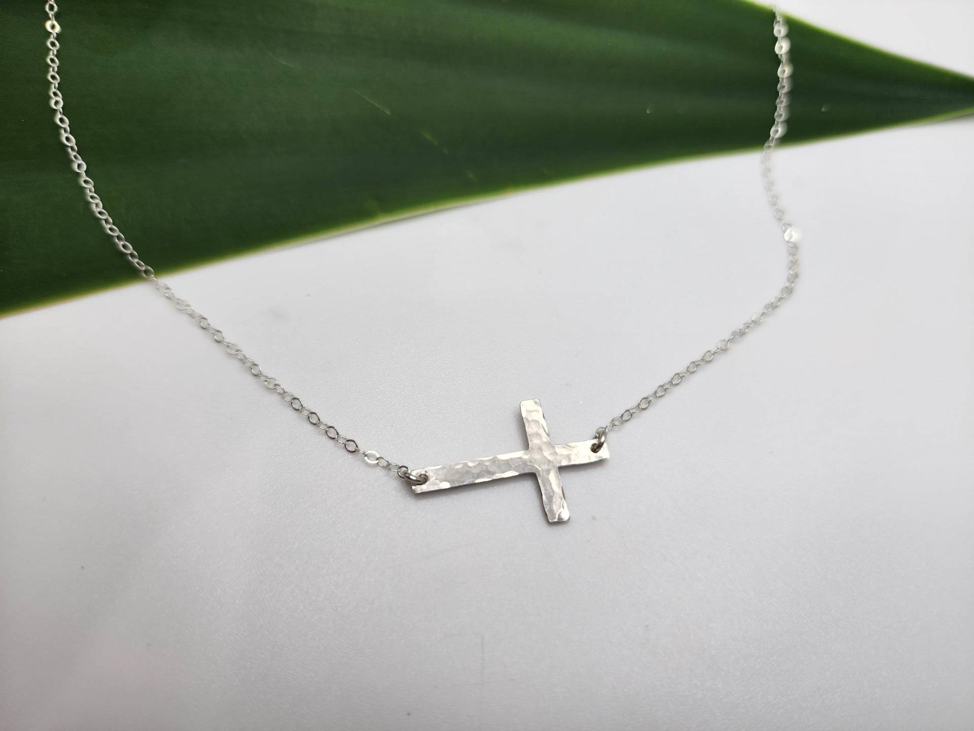 sterling Silber, Gehämmertes Kreuz, Silber Seitlich Mittleres Kreuz von JadedSB
