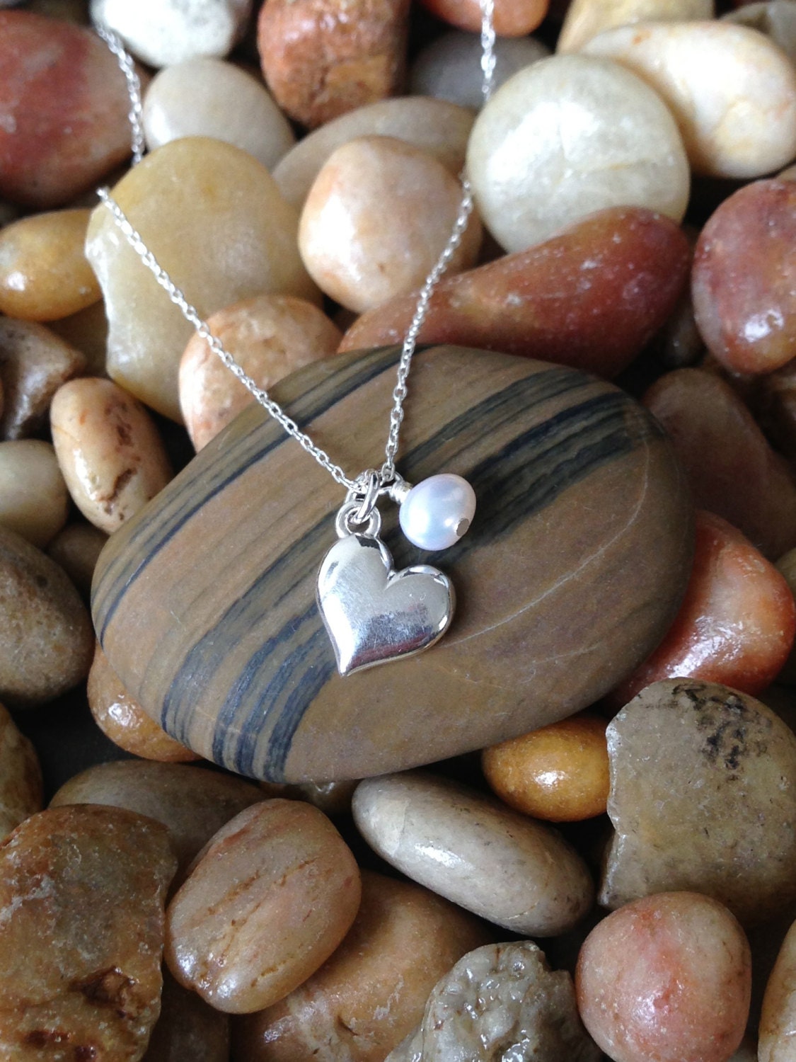 sterling Silber Herz Halskette, Geburtsstein, Anhänger von JadedSB