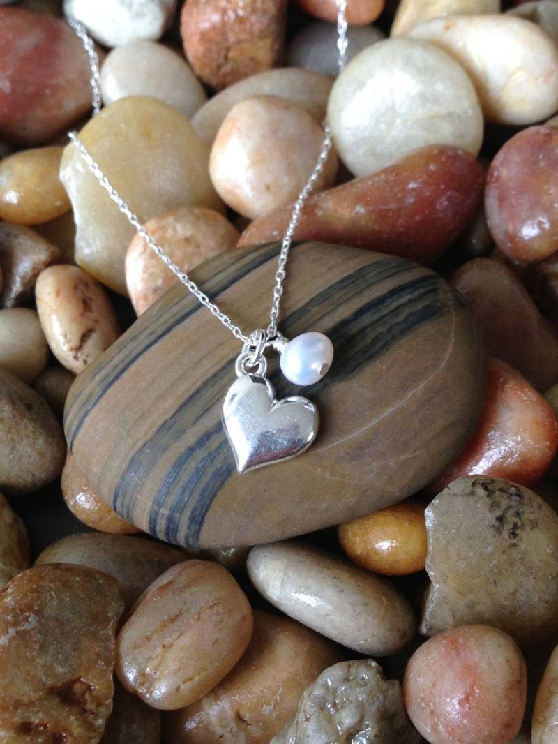 sterling Silber Herz Halskette, Geburtsstein, Anhänger von JadedSB