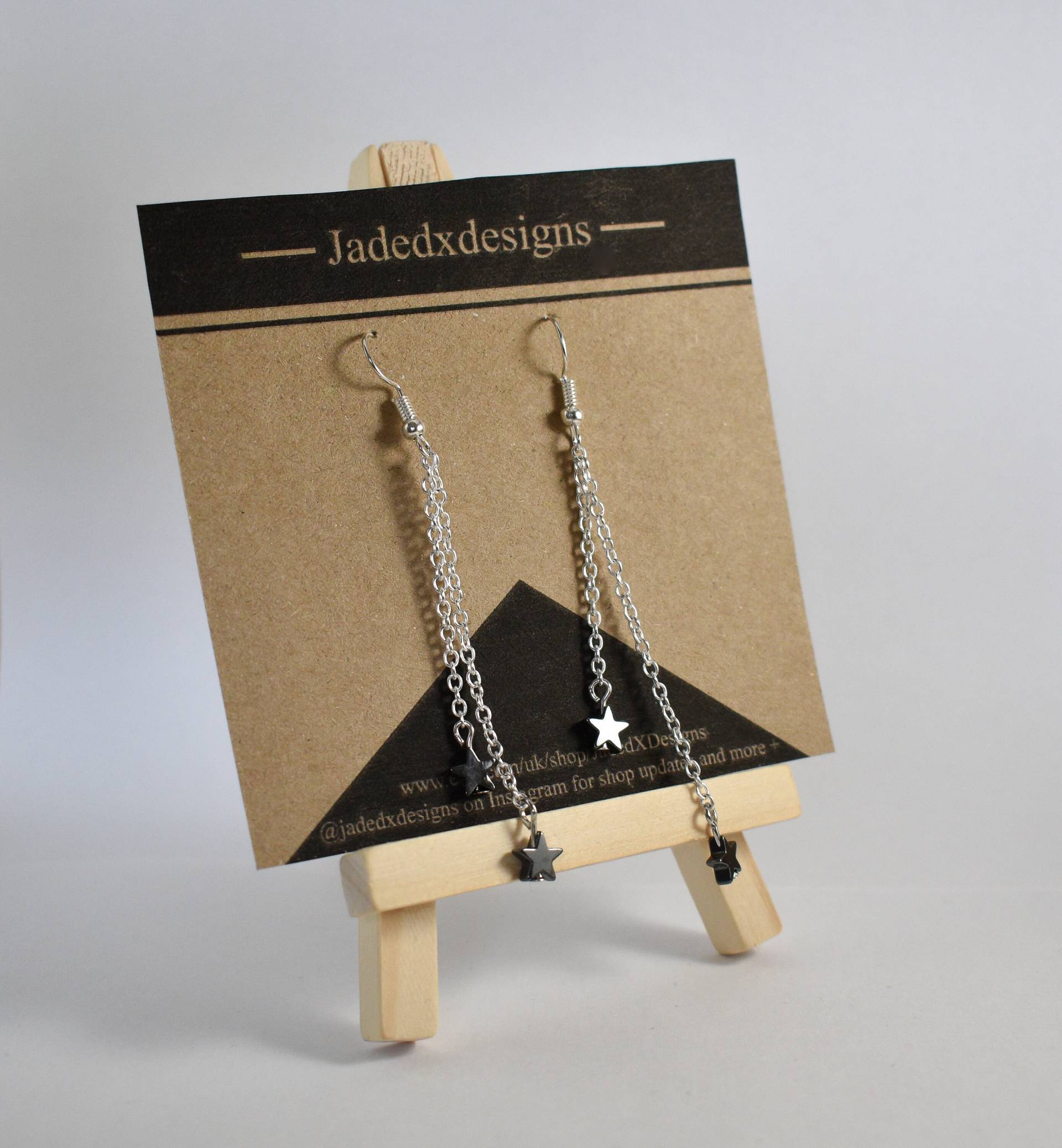Perlen Ohrringe | Silberkette Edelstein Hämatit Stern Perlen Ohrringe | Silberkette Edelstein Hämatit Stern von JadedXDesigns