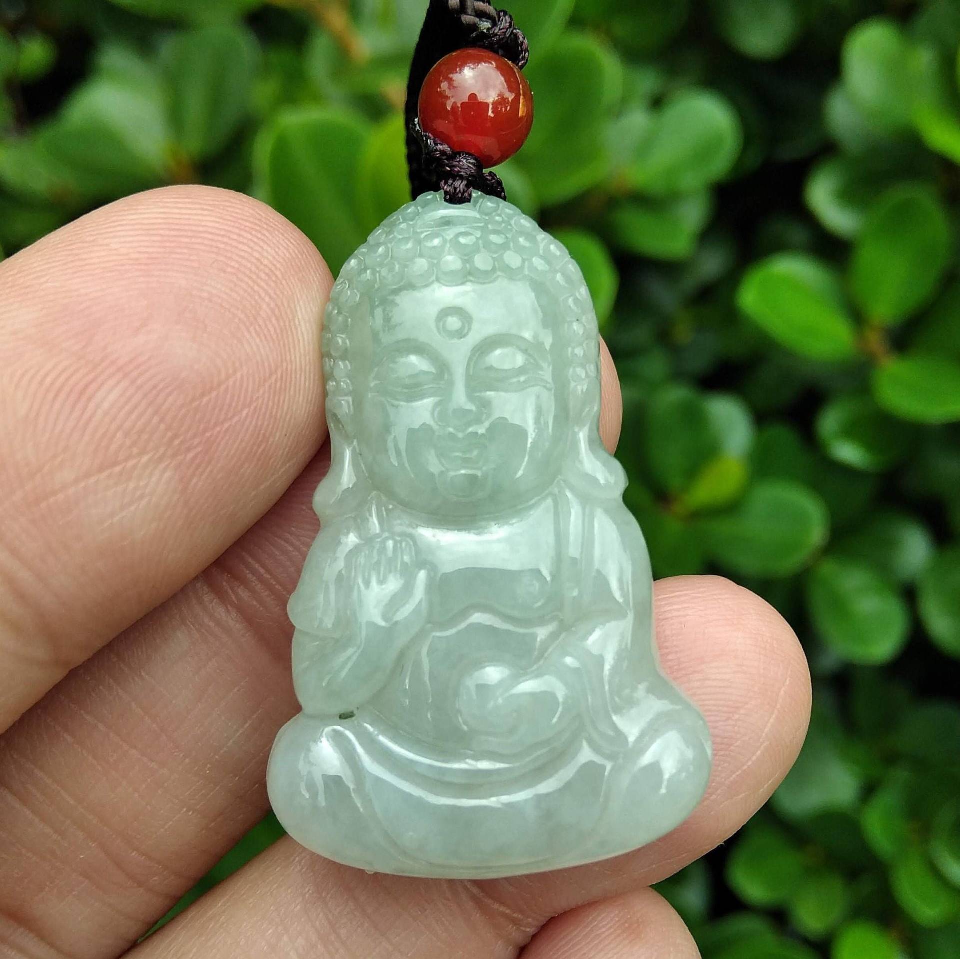 Echte Eisige Jade Nette Buddha Guanyin Anhänger, Klasse A Jadeit, Grüne Charme Handgefertigte Halskette, Segen Ruhig Männer Frauen Geschenk von JadeousJade