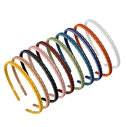 10 Stück Dünne Haarbänder, 6 mm Kunststoff Haarbänder, mehrfarbige Stirnband Kunststoff DIY für Mädchen und Damen von Jadeseal