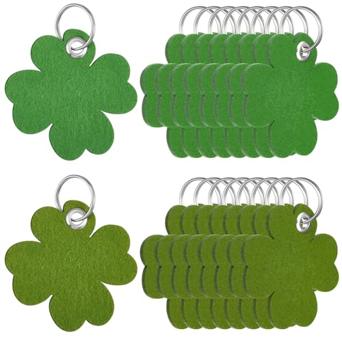 Jadive 18 Kleeblatt Schlüsselanhänger Glücksbringer Vierblättriges Kleeblatt Schlüsselanhänger Filz Weihnachten Glücksbringer Geschenk Viel Glück Prüfung Abitur Abschiedsgeschenk für Kollegen Schüler von Jadive