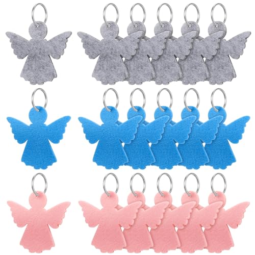 Jadive 18 Stück Schutzengel Filz Schlüsselanhänger Rohlinge Engel Filzanhänger Blanko Glücksengel Anhänger Handwerk Schlüsselanhänger für DIY Dekoration Handwerk von Jadive