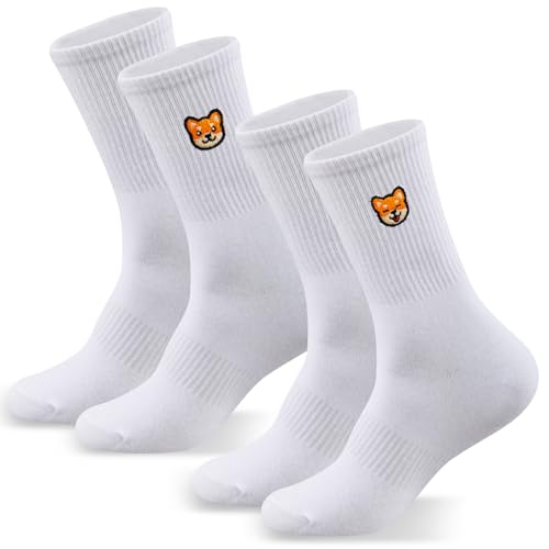 Jadive 2 Paar Dackel Shiba Inu Tennissocken mit Motiv Damen Geschenke Hundemuster Crew Socken für Hundebesitzer von Jadive