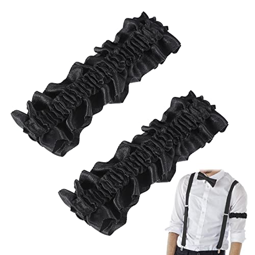 Jadive 2 Stück brüllende 20er Jahre Armband Strumpfband für Herren Ärmel Hemd Kostüm Anti-Rutsch-Armhalter Strumpfband Gürtel für 1920er Jahre Party, Schwarz, Approx. 22 x 4.4 cm/ 8.66 x 1.73 inches von Jadive