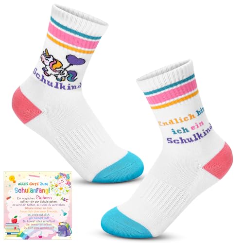 Jadive 2025 Schulanfangsgeschenke Mädchen Schulkind Socken mit Einhorn Karte Einschulung Socken 27-30 Einschulung Geschenk Jadive 2025 Schulanfangsgeschenke Mädchen Schulkind Socken mit Einhorn Karte Einschulung Socken 27-30 Einschulung Geschenk von Jadive
