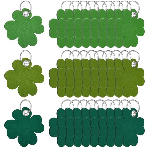 Jadive 30 Stück Kleeblatt Schlüsselanhänger Filz Rohling Glücksbringer Anhänger Glücksklee Schlüsselanhänger Viel Glück Geschenk Job Abschied Weihnachten für Kollege Mitschüler Lehrer von Jadive