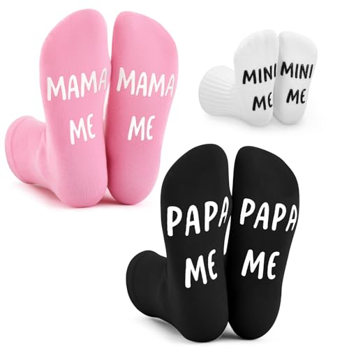 Jadive 3er-Familien Socken Mama Papa Baby Partnerlook zur Geburt Neugeborenen Schwangere Lustige Geschenk für Werdende Eltern von Jadive
