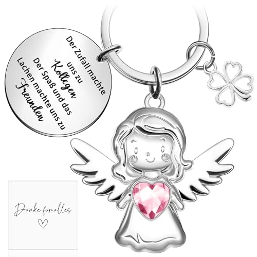 Jadive Kollegen Geschenk inklusive Schutzengel Schlüsselanhänger Danke für Alles Karte Geschenkbox Engel Glücksbringer mit Herz Abschied für Kollegin(Der Zufall machte uns zu Kollegen) von Jadive