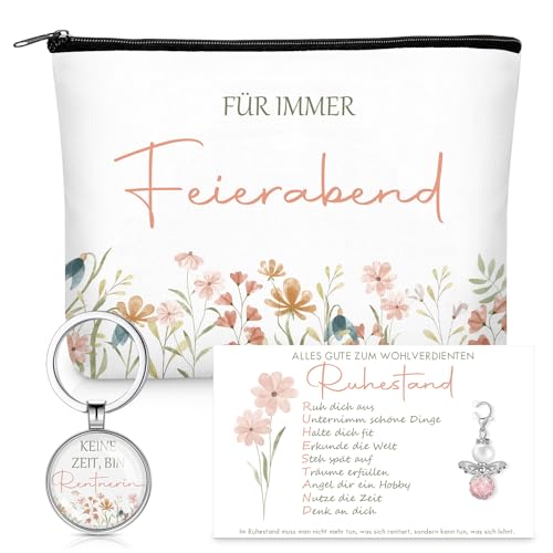 Jadive Ruhestand Geschenk Abschiedsgeschenk Kollegen Rente Kosmetiktasche Schlüsselanhänger Engelanhänger Karte Renteneintritt Geschenk für Rentner Frauen Kollegin Abschiedsfeier Geburtstag Dankeschön von Jadive