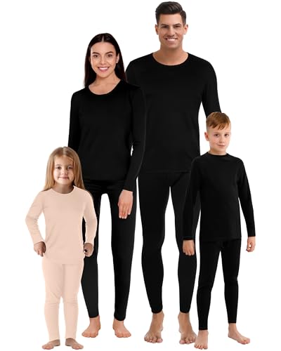 Jadive Thermounterwäsche Set Full Family Winter Lange Thermounterwäsche Fleece Gefüttert Base Layer Set für Damen Herren Jungen Mädchen, Nude, L von Jadive