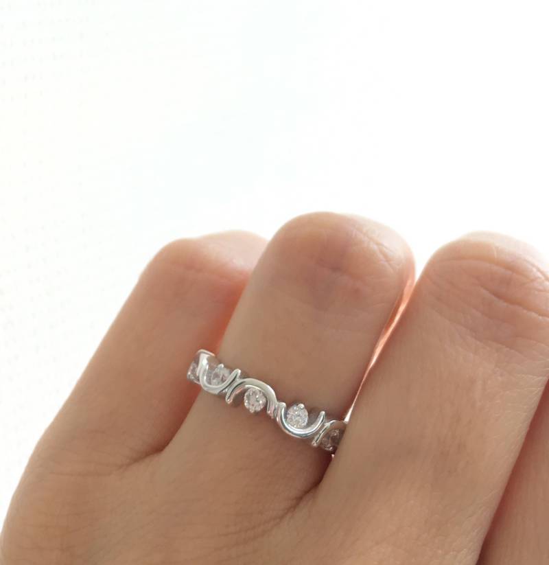 Art-Deco-Ehering Ring. Ehering. 3mm Vintage-Ring. Sterling Silber Antik Stil Hochzeitsband. Luxe von Jadorelli