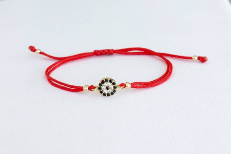 Böses Auge Armband. Schutz-Armband. Glücksbringer Silber Augen Rot, Braun Oder Schwarz String von Jadorelli