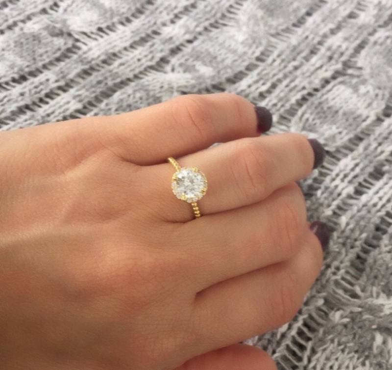 Hohe Qualität-Verlobungsring. Sterling Silber Vergoldet Solitär-Ring von Jadorelli