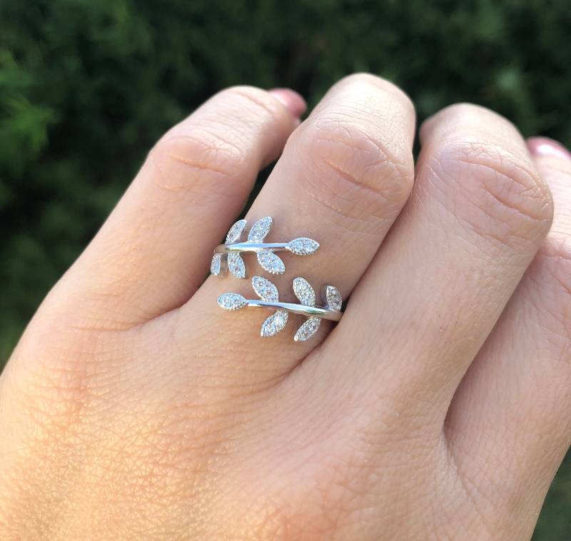 Olivenzweig Ring. Freundschaftsring. Sterling Silber Blumen Rankenring. Hochwertiger Blattring. Baum Ast Oliven Ranch von Jadorelli