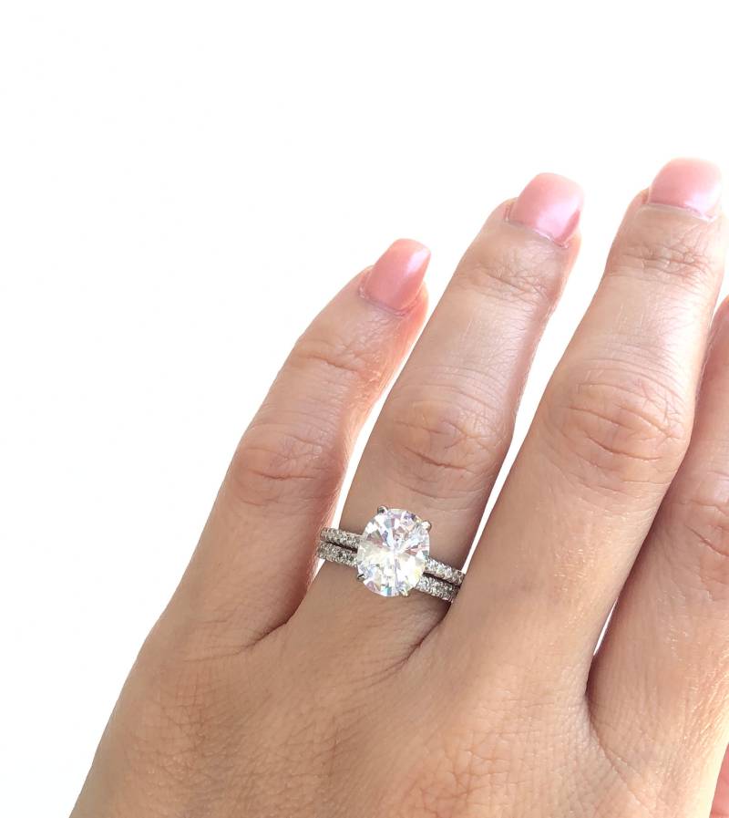 Ovaler Verlobungsring. Sterling Silber 3Ct Verlobungsring Im Ovalschliff. Ehering Set. Stapelringe. Versprechen Ring von Jadorelli
