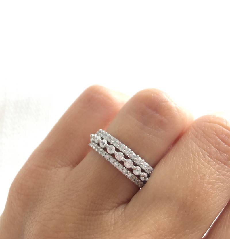 Ringset Aus Sterlingsilber. Silber Ring Set. Stapelbare Ringe Sterling Silber. Eternity Ringe. Komplettes von Jadorelli