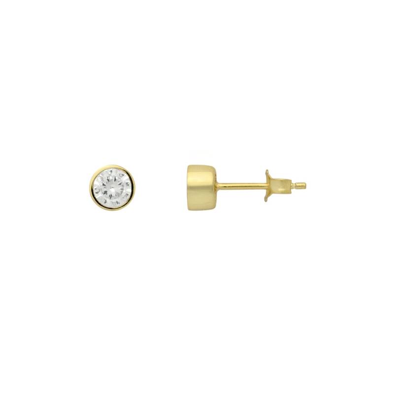 sterling Silber 14 K Vergoldet 4mm Runde Cz Ohrstecker. Kleine Gold von Jadorelli