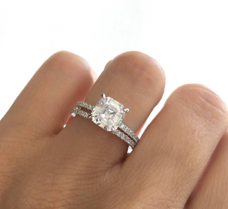 sterling Silber Rhodinierte Hochwertige Trauringe, Verpackt in Einer Luxuriösen Geschenkbox, Begleitet Von Leeren Karte Und Einem von Jadorelli