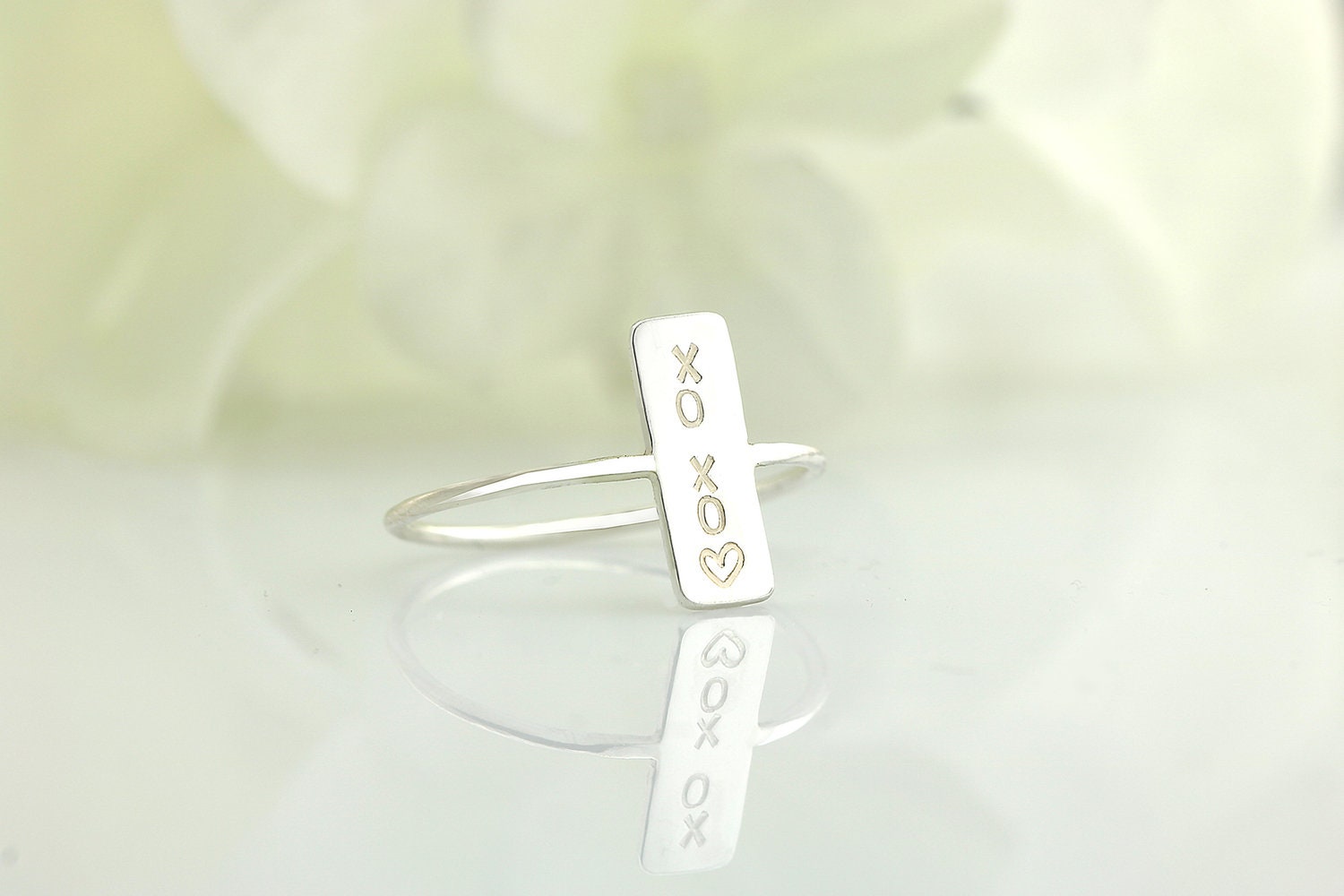 Personalisierter Ring Mit Rechteck Design Für Damen in Silber 925 Als Geschenk Sie von Jaeedesign