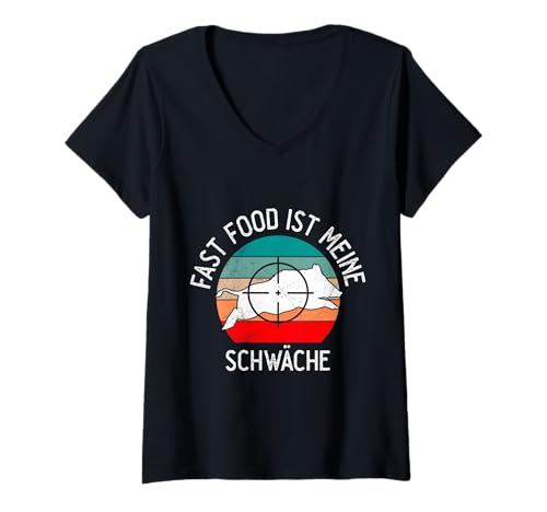 Damen Fast Food ist meine Schwäche Jäger Shirt Rehbock Jagd T-Shirt mit V-Ausschnitt Damen Fast Food ist meine Schwäche Jäger Shirt Rehbock Jagd T-Shirt mit V-Ausschnitt von Jäger Geschenk jagen Hobbyjäger Jagd T-Shirt Mann