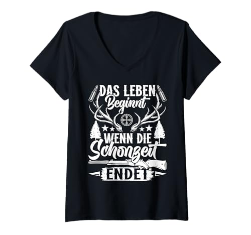 Damen Jäger Leben Beginnt wenn die Schonzeit Endet Jagd Jagen T-Shirt mit V-Ausschnitt Damen Jäger Leben Beginnt wenn die Schonzeit Endet Jagd Jagen T-Shirt mit V-Ausschnitt von Jäger Geschenk jagen Hobbyjäger Jagd T-Shirt Mann