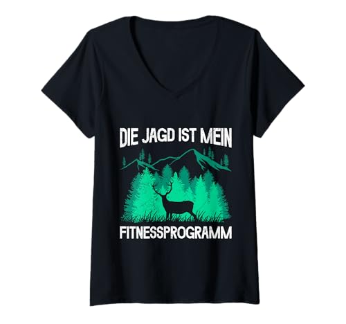 Damen Jagd ist mein Fitnessprogramm Rehjagd Jagen Jäger T-Shirt mit V-Ausschnitt Damen Jagd ist mein Fitnessprogramm Rehjagd Jagen Jäger T-Shirt mit V-Ausschnitt von Jäger Geschenk jagen Hobbyjäger Jagd T-Shirt Mann