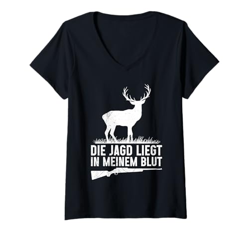 Damen Jagen Die Jagd liegt in meinem Blut Jäger Großwild T-Shirt mit V-Ausschnitt Damen Jagen Die Jagd liegt in meinem Blut Jäger Großwild T-Shirt mit V-Ausschnitt von Jäger Geschenk jagen Hobbyjäger Jagd T-Shirt Mann
