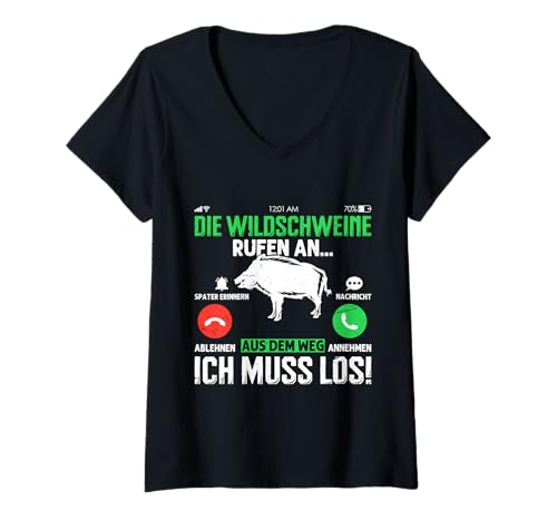 Damen Wildschweinjagd Wildscheine Rufen an... Jäger Jagd T-Shirt mit V-Ausschnitt Damen Wildschweinjagd Wildscheine Rufen an... Jäger Jagd T-Shirt mit V-Ausschnitt von Jäger Geschenk jagen Hobbyjäger Jagd T-Shirt Mann